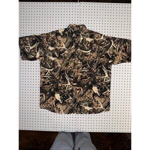RedHead Men’s XL Skull Antler Camo Button Up Shirt Hunting Short Sleeve